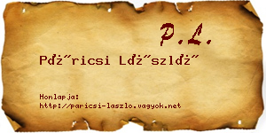 Páricsi László névjegykártya